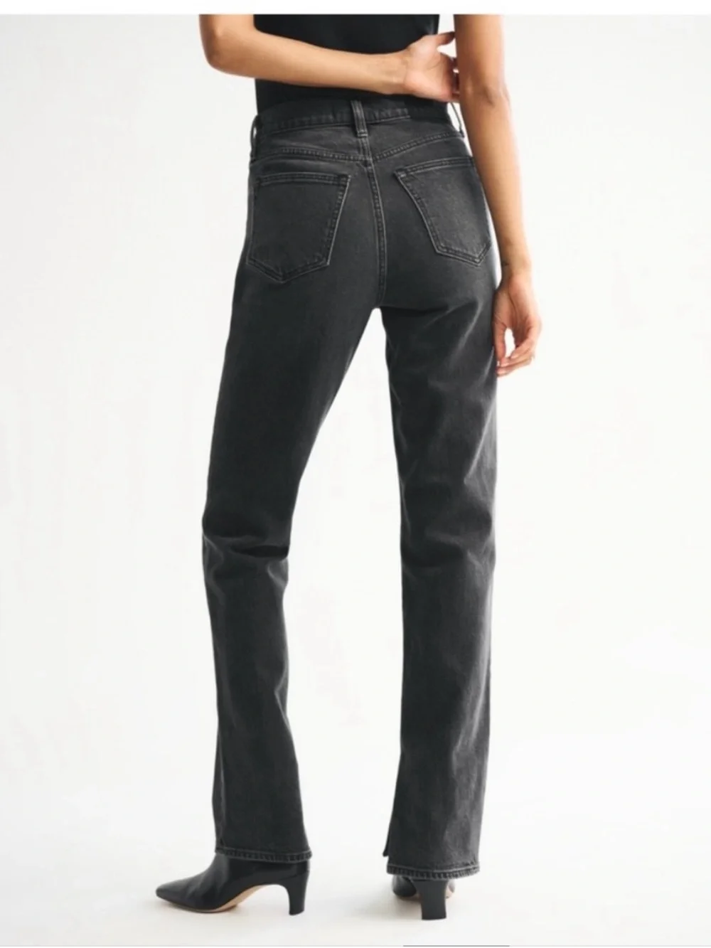 Abercrombie & Fitch black denim with slits on the side 4L Curve Love - Picture 2 of 5